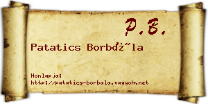 Patatics Borbála névjegykártya